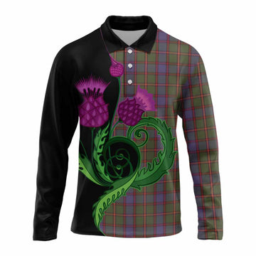 Skene Tartan Long Sleeve Polo Shirt Traditional Scottish Thistle