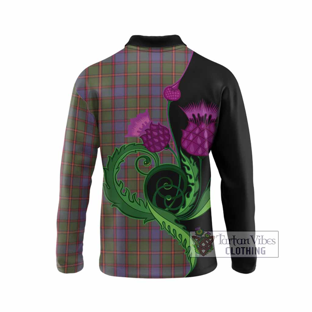 Skene Tartan Long Sleeve Polo Shirt Traditional Scottish Thistle