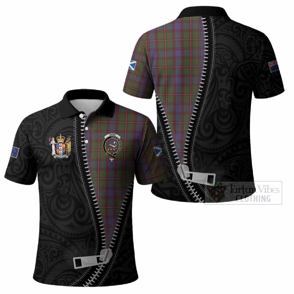 Skene Tartan Polo Shirt New Zealand Pattern Unique Zipper Stylized