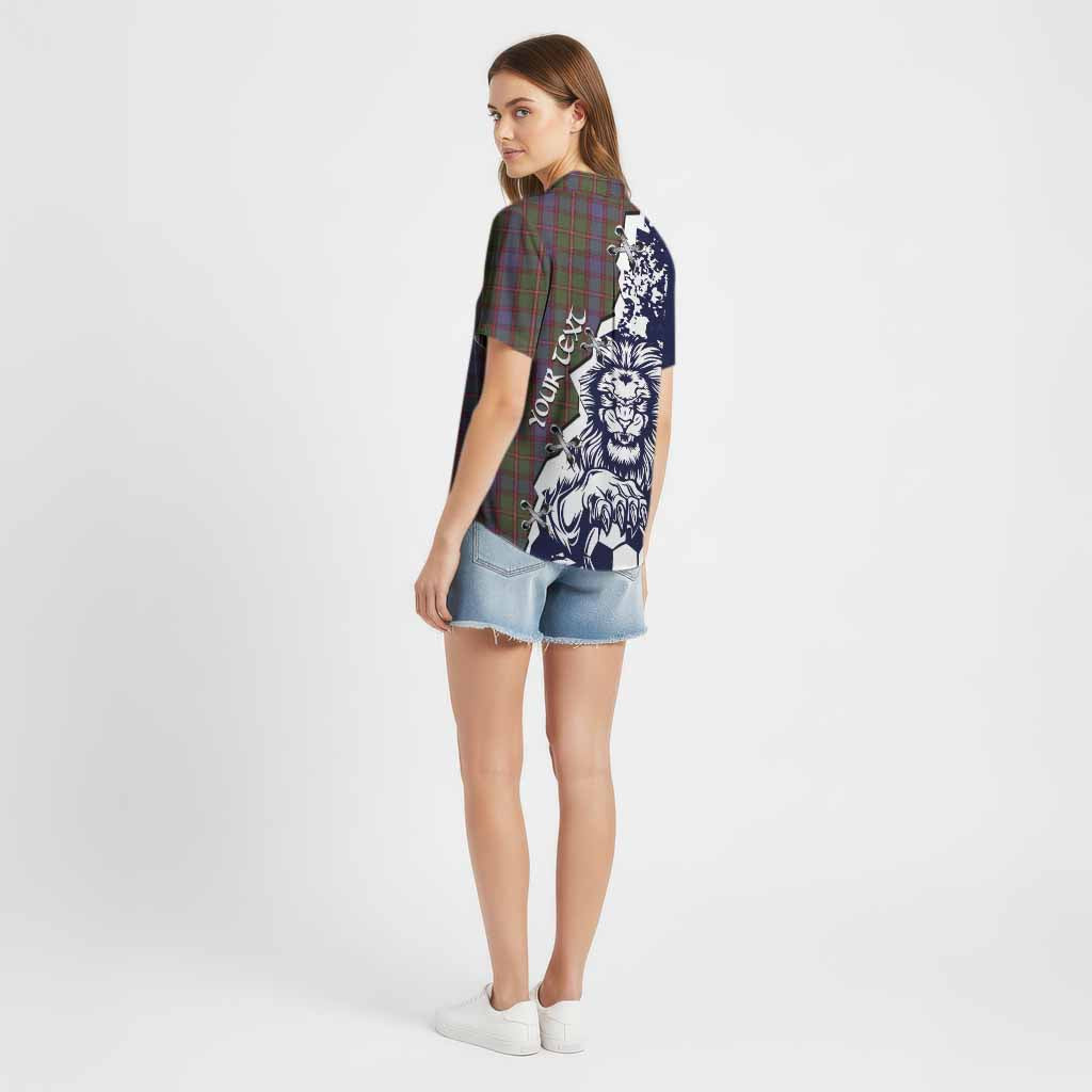 Skene Tartan Scottish Cotton Hawaiian Shirt Angry Lion With Soccer Ball Style