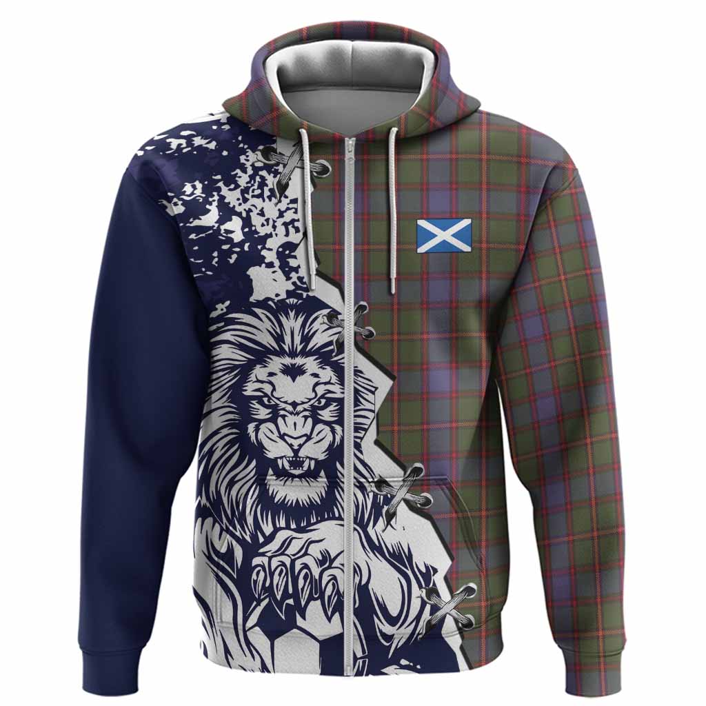 Skene Tartan Scottish Hoodie Angry Lion With Soccer Ball Style