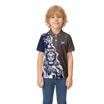 Skene Tartan Scottish Kid Polo Shirt Angry Lion With Soccer Ball Style