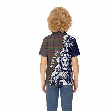 Skene Tartan Scottish Kid Polo Shirt Angry Lion With Soccer Ball Style