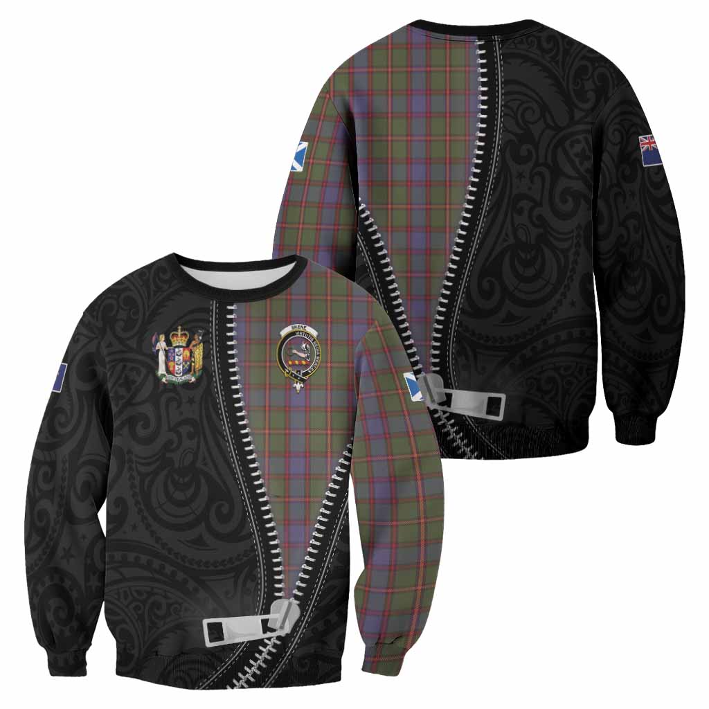 Skene Tartan Sweatshirt New Zealand Pattern Unique Zipper Stylized