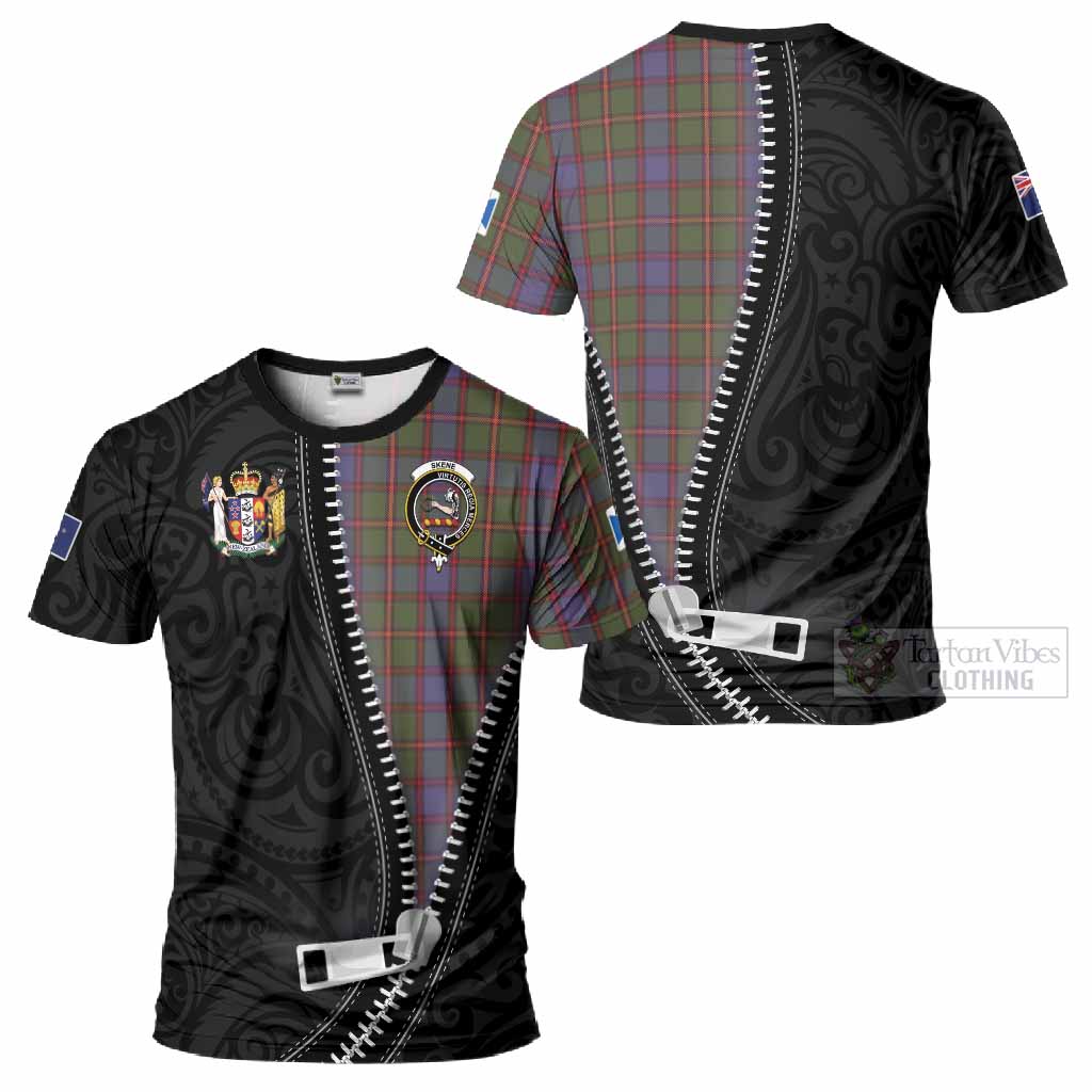Skene Tartan T-Shirt New Zealand Pattern Unique Zipper Stylized