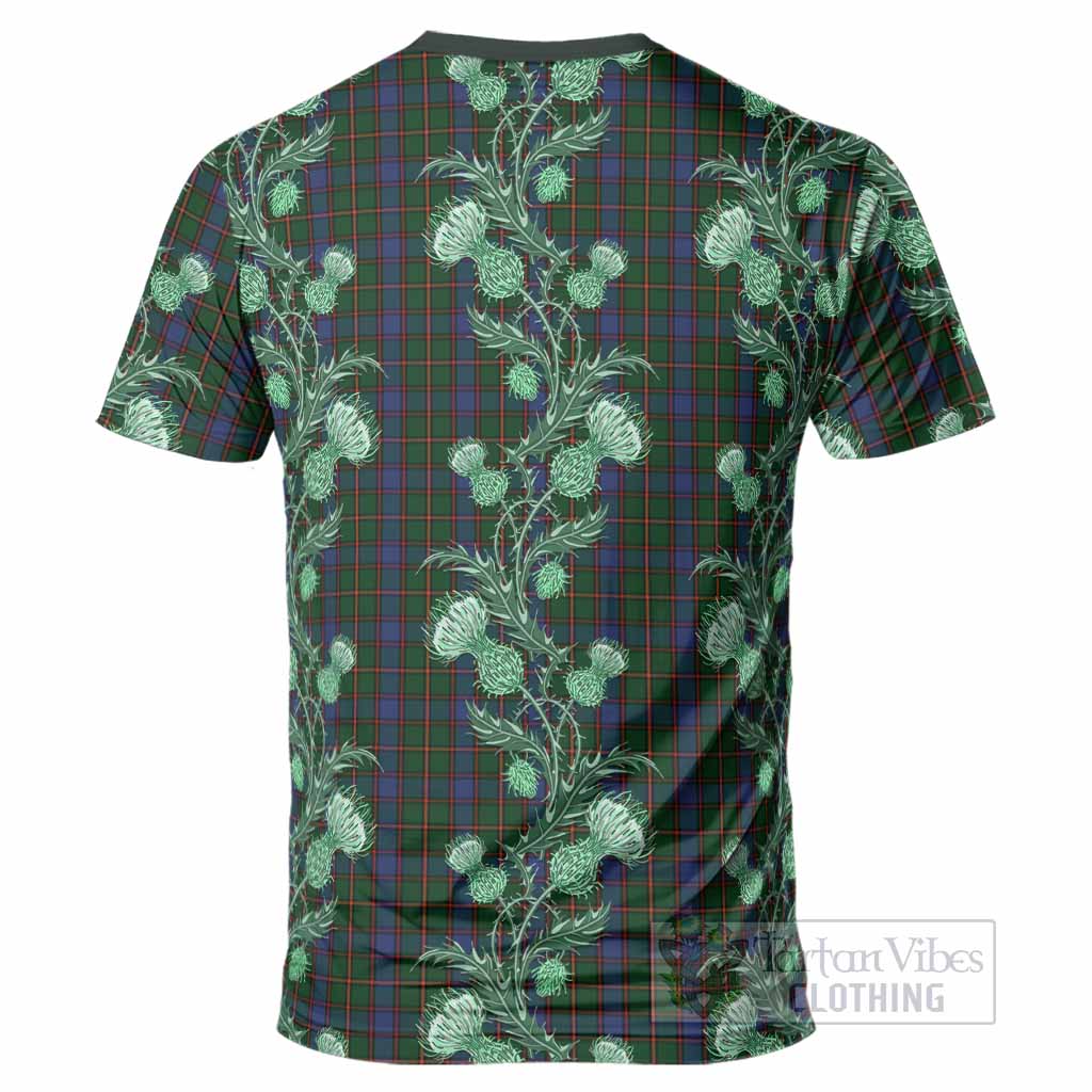 Skene Tartan T-Shirt Seamless Scottish Thistle Flowers