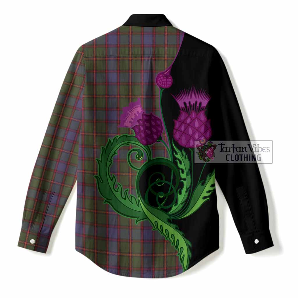 Skene Tartan Women Casual Shirt Traditional Scottish Thistle