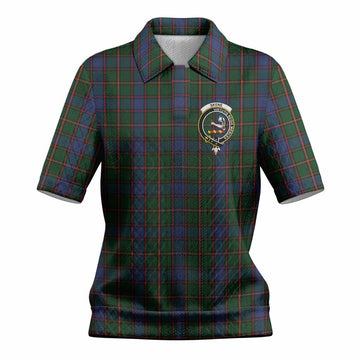 Skene Tartan Women’s Polo Sweater Top with Family Crest