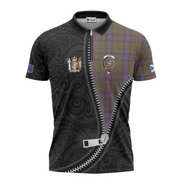 Skene Tartan Zipper Polo Shirt New Zealand Pattern Unique Zipper Stylized