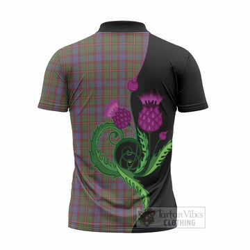 Skene Tartan Zipper Polo Shirt Traditional Scottish Thistle