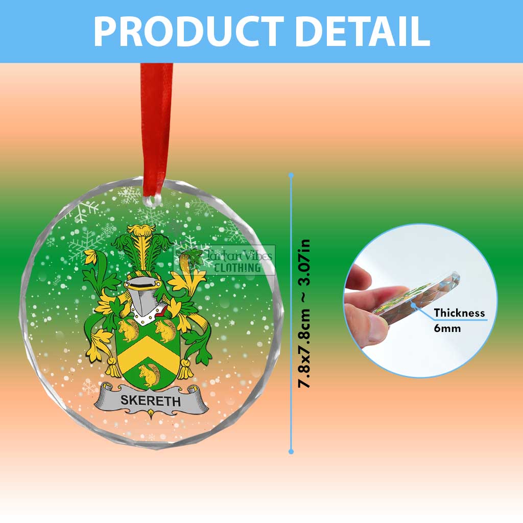Tartan Vibes Clothing Skereth Irish Clan Christmas Glass Ornament with Coat of Arms
