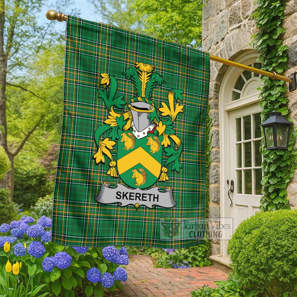 Skereth Irish Clan Tartan Flag with Coat of Arms