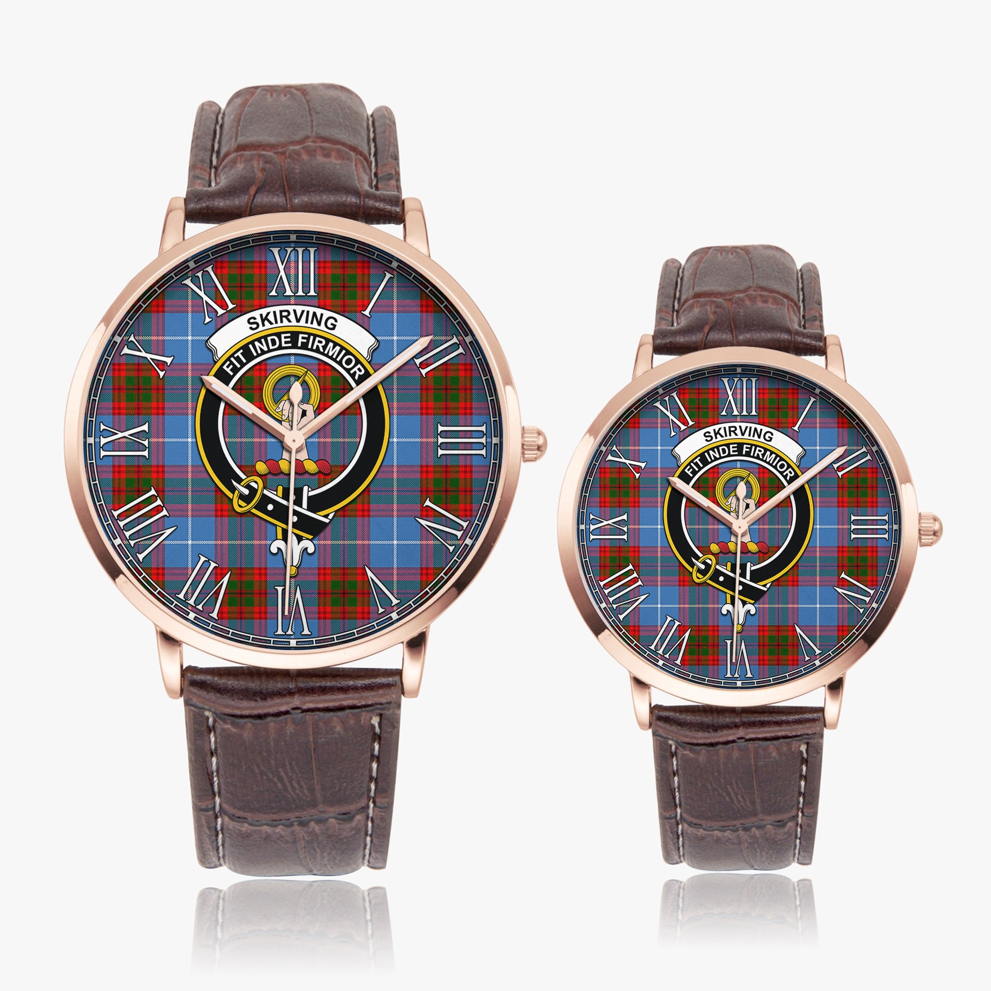 Skirving Tartan Family Crest Leather Strap Quartz Watch - Tartan Vibes Clothing