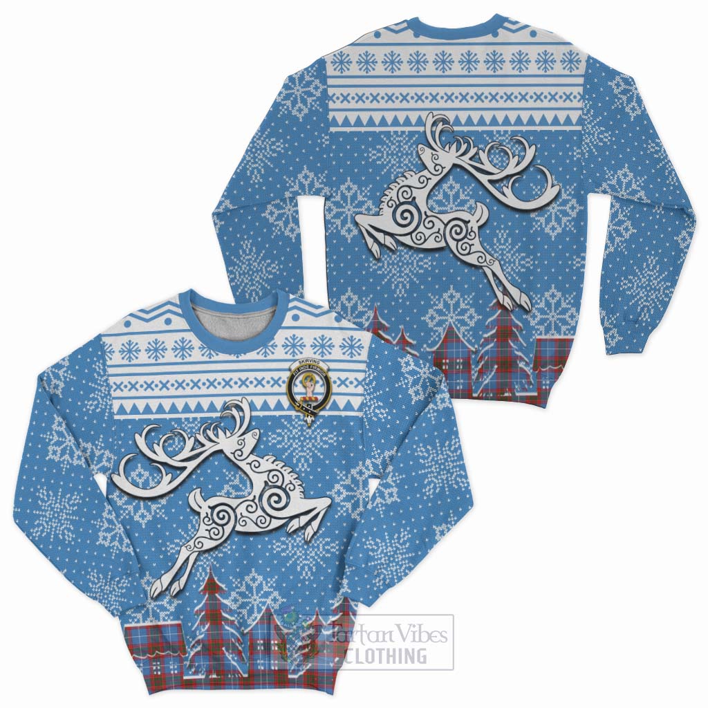 Skirving Clan Christmas Sweatshirt Celtic Reindeer Style Unisex - Tartan Vibes Clothing