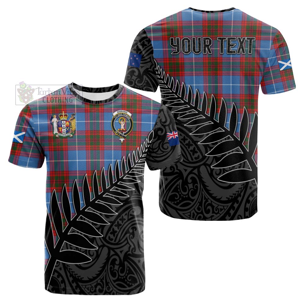 Tartan Vibes Clothing Skirving Crest Tartan Cotton T-shirt with New Zealand Silver Fern Half Style