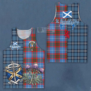 Skirving Tartan Men's Tank Top Happy St. Andrew's Day Half Tartan Style Men - Tartan Vibes Clothing