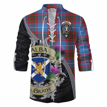 Skirving Tartan Family Crest Ghillie Kilt Shirt Lion Rampant Royal Thistle Shield Celtic Inspired Men - Tartan Vibes Clothing