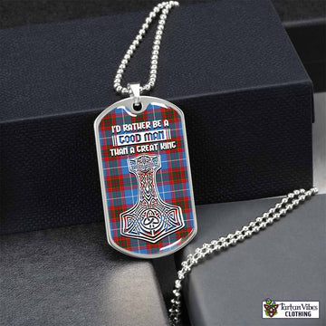 Tartan Vibes Clothing Skirving Tartan Dog Tag Necklace Viking Mjolnir Style