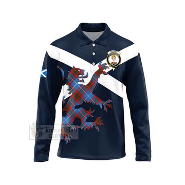 Skirving Tartan Lion Rampant Long Sleeve Polo Shirt Proudly Display Your Heritage with Alba Gu Brath and Clan Name Unisex - Tartan Vibes Clothing