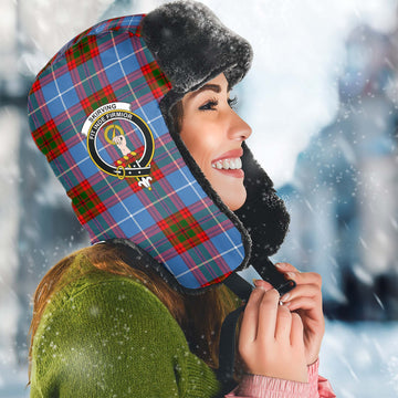 Skirving Tartan Winter Trapper Hat with Family Crest Winter Trapper Hat Universal Fit Circumference 22.8in (58cm) - Tartan Vibes Clothing