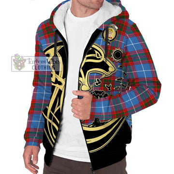 Skirving Tartan Sherpa Hoodie with Family Crest Celtic Wolf Style Unisex S - Tartan Vibes Clothing