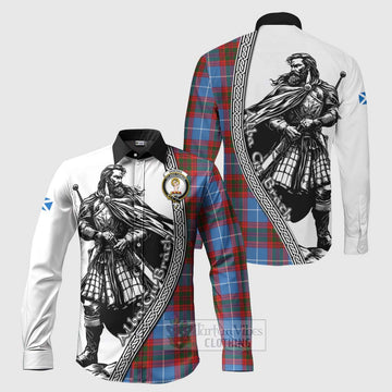 Skirving Tartan Clan Crest Long Sleeve Button Shirt with Highlander Warrior Celtic Style Men's Shirt S - Tartan Vibes Clothing