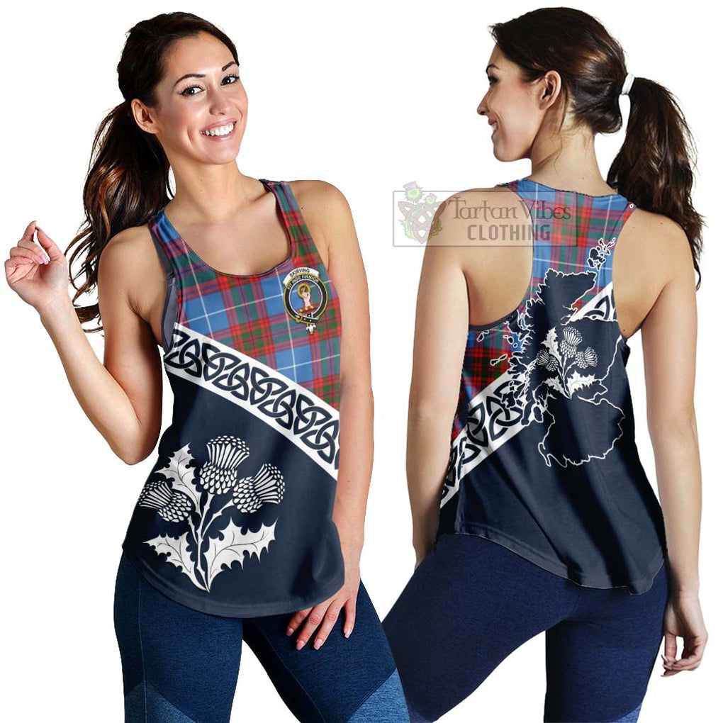 Skirving Tartan Women's Racerback Tanks Featuring Thistle and Scotland Map 4XL - Tartan Vibes Clothing