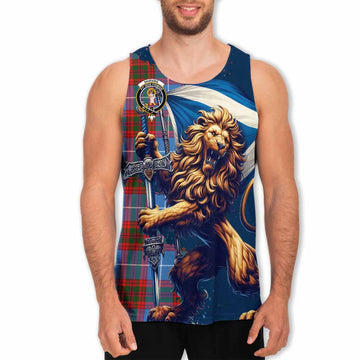 Skirving Tartan Family Crest Men's Tank Top with Scottish Majestic Lion Men - Tartan Vibes Clothing