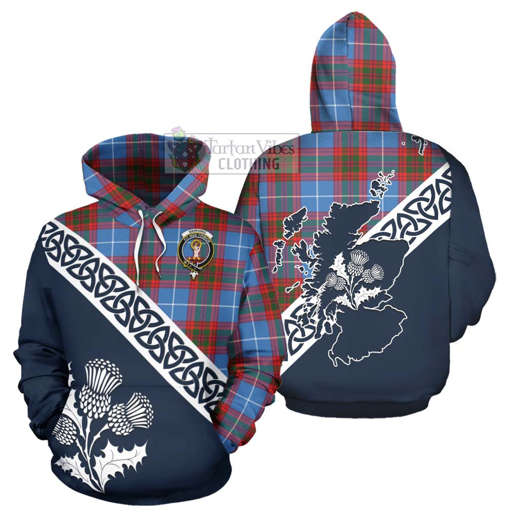 Skirving Tartan Hoodie Featuring Thistle and Scotland Map Zip Hoodie - Tartan Vibes Clothing