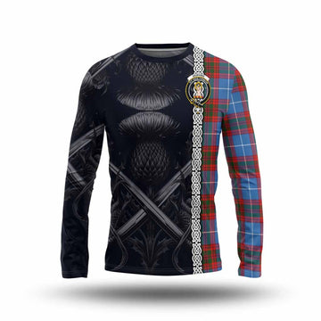 Skirving Tartan Long Sleeve T-Shirt with Family Crest Cross Sword Thistle Celtic Vibes Unisex - Tartan Vibes Clothing