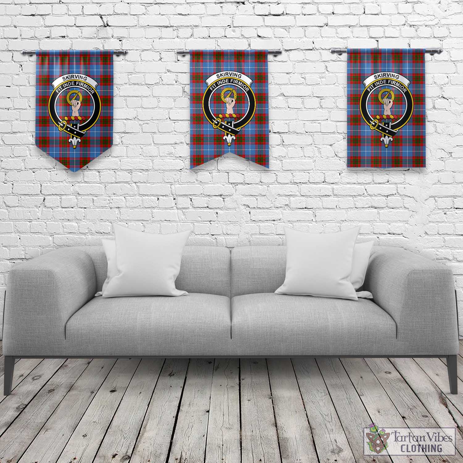 Skirving Tartan Gonfalon, Tartan Banner with Family Crest Rectangle - Tartan Vibes Clothing