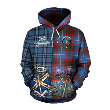 Skirving Tartan Cotton Hoodie Happy St. Andrew's Day Half Tartan Style Pullover Hoodie XS - Tartan Vibes Clothing