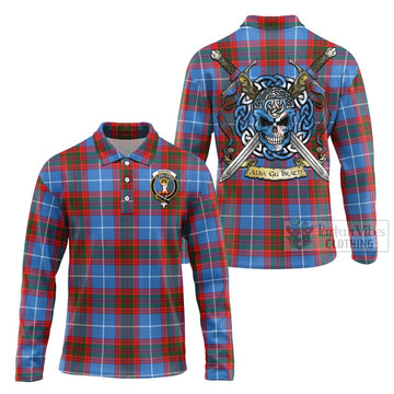 Skirving Tartan Long Sleeve Polo Shirt with Family Crest Celtic Skull Style Unisex - Tartan Vibes Clothing