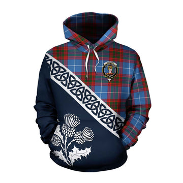 Skirving Tartan Cotton Hoodie Featuring Thistle and Scotland Map Pullover Hoodie XS - Tartan Vibes Clothing