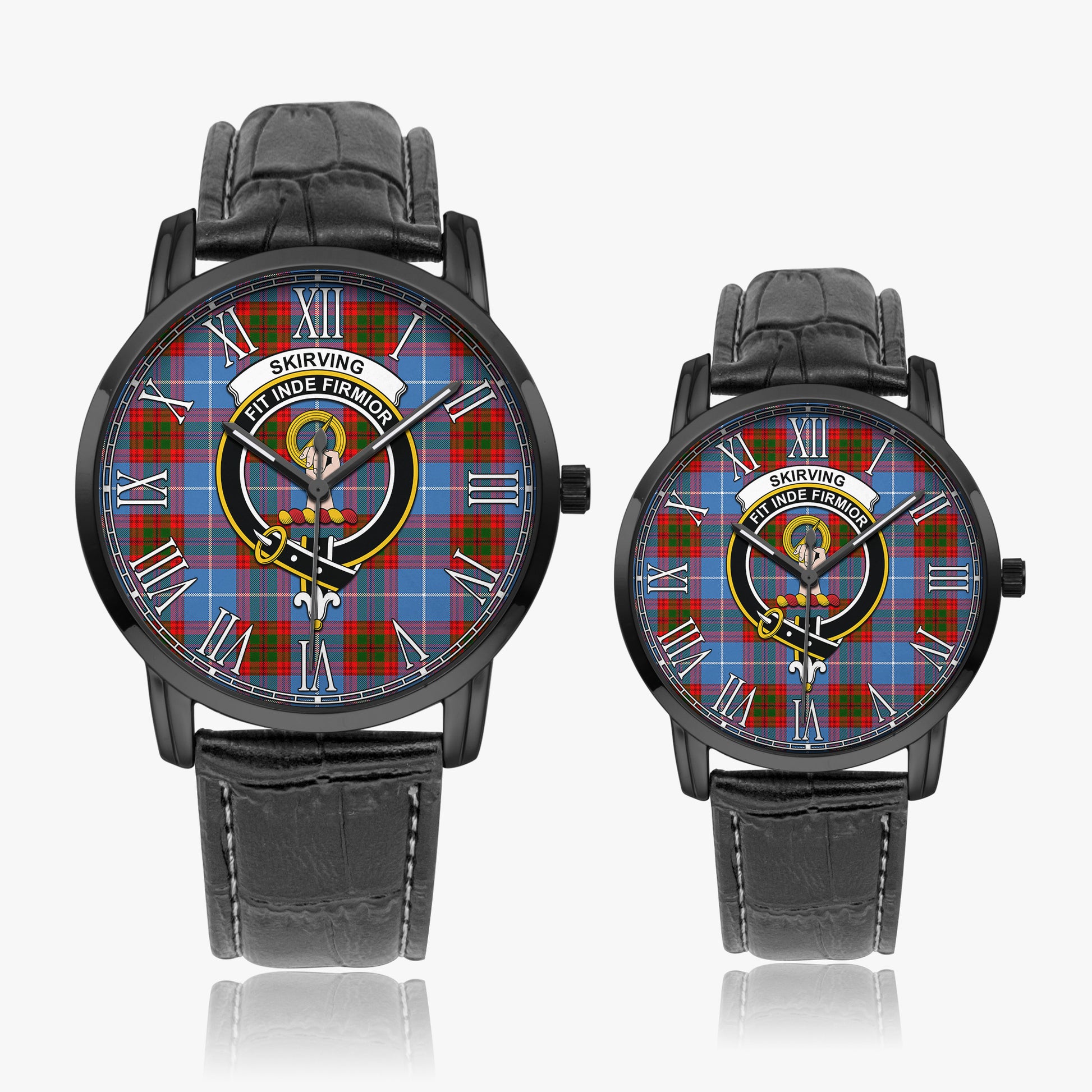 Skirving Tartan Family Crest Leather Strap Quartz Watch Wide Type - Tartan Vibes Clothing