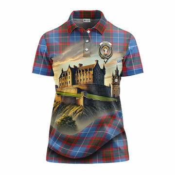 Skirving Tartan Family Crest Women's Polo Shirt with Scottish Ancient Castle Style Women - Tartan Vibes Clothing