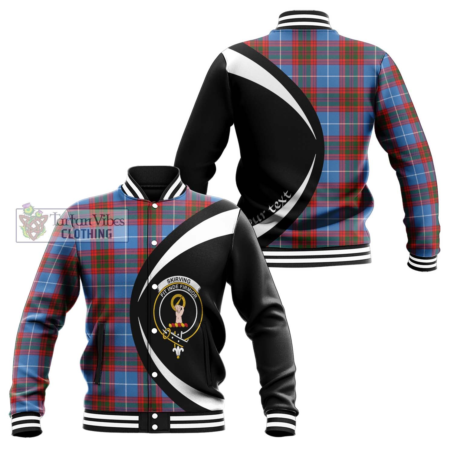 Skirving Tartan Baseball Jacket with Family Crest Circle Style Unisex - Tartan Vibes Clothing
