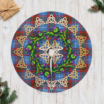 Tartan Vibes Clothing Skirving Tartan Christmas Tree Skirt with Thistle Celtic Knot Style