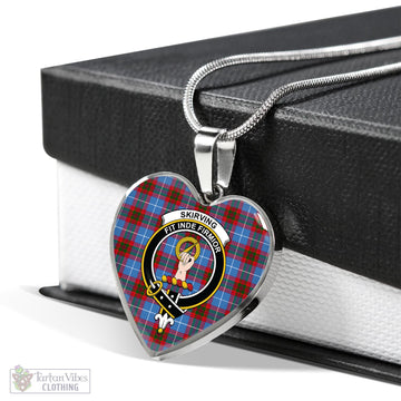 Skirving Tartan Heart Necklace with Family Crest Luxury Necklace (Silver) No - Tartan Vibes Clothing