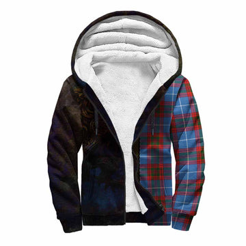 Tartan Vibes Clothing Skirving Tartan Family Crest Sherpa Hoodie Alba Gu Brath Be Brave Lion Ancient Style