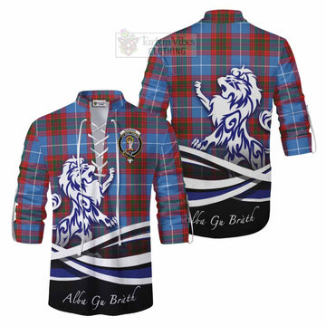 Skirving Tartan Ghillie Kilt Shirt with Alba Gu Brath Regal Lion Emblem Men - Tartan Vibes Clothing