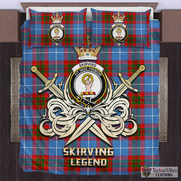 Skirving Tartan Bedding Set with Clan Crest and the Golden Sword of Courageous Legacy