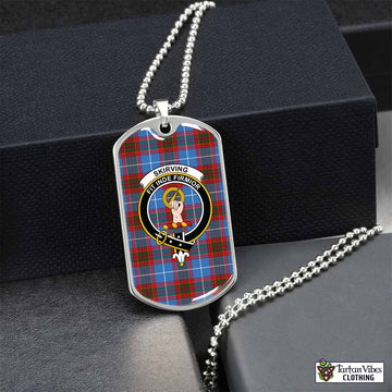 Tartan Vibes Clothing Skirving Tartan Dog Tag Necklace with Family Crest