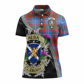 Skirving Tartan Family Crest Women's Polo Shirt Lion Rampant Royal Thistle Shield Celtic Inspired Women - Tartan Vibes Clothing