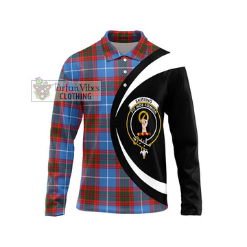 Skirving Tartan Long Sleeve Polo Shirt with Family Crest Circle Style Unisex - Tartan Vibes Clothing