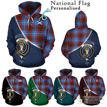 Skirving Tartan Hoodie with Personalised National Flag and Family Crest Half Style Zip Hoodie - Tartan Vibes Clothing