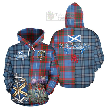 Skirving Tartan Hoodie Happy St. Andrew's Day Half Tartan Style Zip Hoodie - Tartan Vibes Clothing