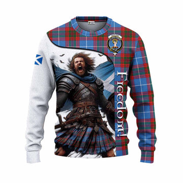Tartan Vibes Clothing Skirving Crest Tartan Knitted Sweater Inspired by the Freedom of Scottish Warrior