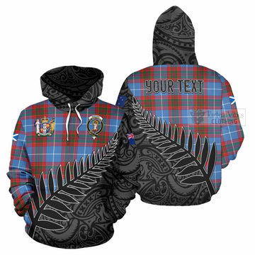 Tartan Vibes Clothing Skirving Crest Tartan Hoodie with New Zealand Silver Fern Half Style