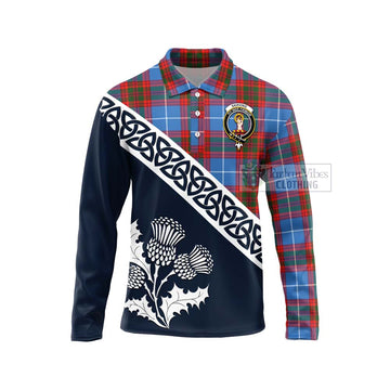 Skirving Tartan Long Sleeve Polo Shirt Featuring Thistle and Scotland Map Unisex - Tartan Vibes Clothing